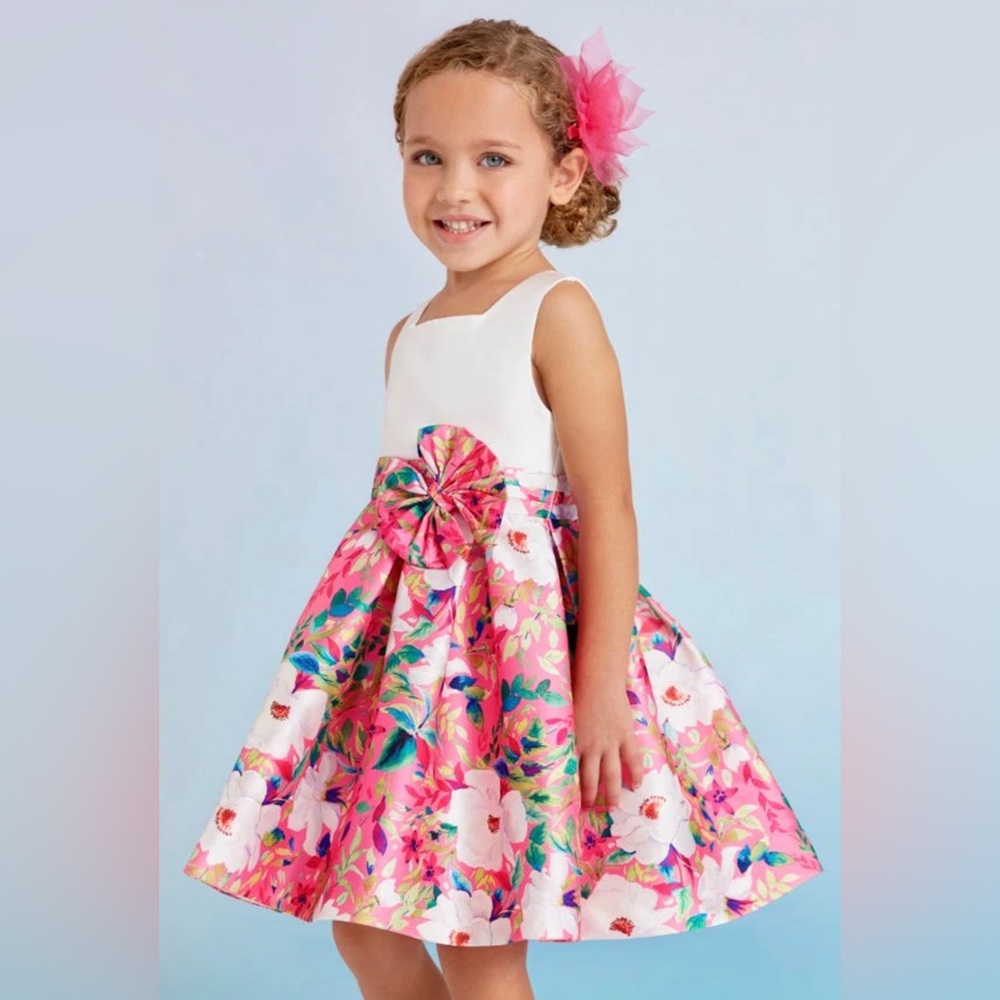 Abel & Lula Girls® Strawberry Floral Mikado Print Dress